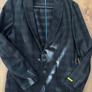 INC DENIM FASH 2 BLACK 100% COTTON MEN’S BLACK LIGHTWEIGHT FITTED CASUAL BLAZER